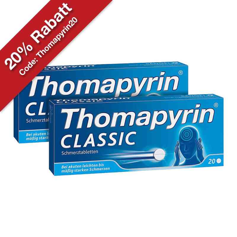 Thomapyrin CLASSIC Schmerztabletten bei Kopfschmerzen Doppelpack 2x20 stk von A. Nattermann & Cie GmbH PZN 08100969