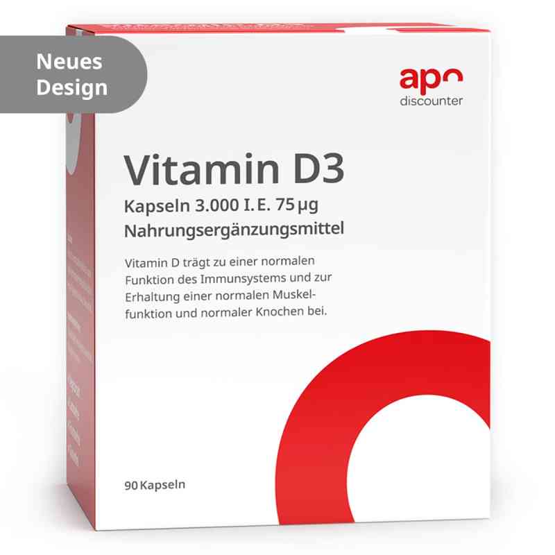 Vitamin D3 Kapseln 3.000 I.E. 75 µg von apodiscounter 90 stk von apo.com Group GmbH PZN 18369680