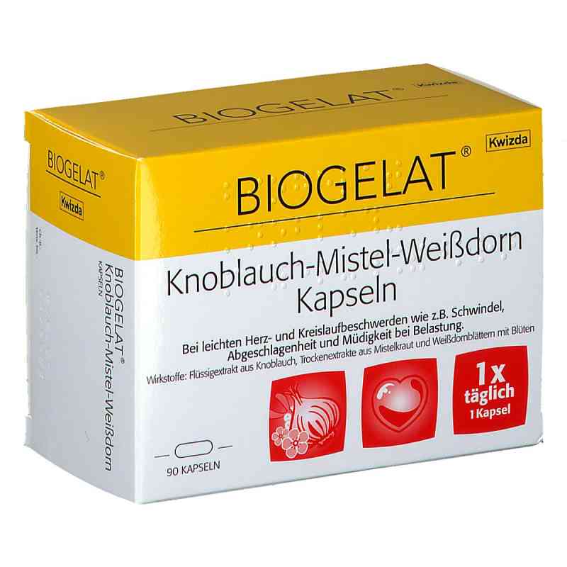 BIOGELAT Knoblauch Mistel Weißdorn Kapseln 90 stk von KWIZDA PHARMA GMBH PZN 08200103