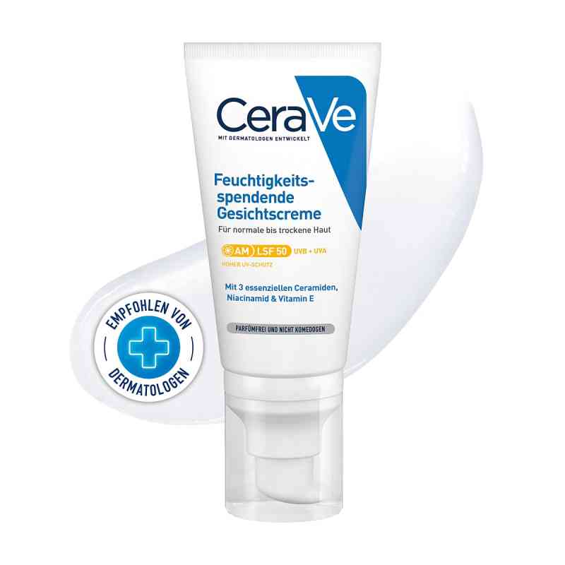 CeraVe Feuchtigkeitsspendende Gesichtscreme mit LSF 50 52 ml von L'Oreal Deutschland GmbH Geschäftsbereich CeraVe PZN 18029926