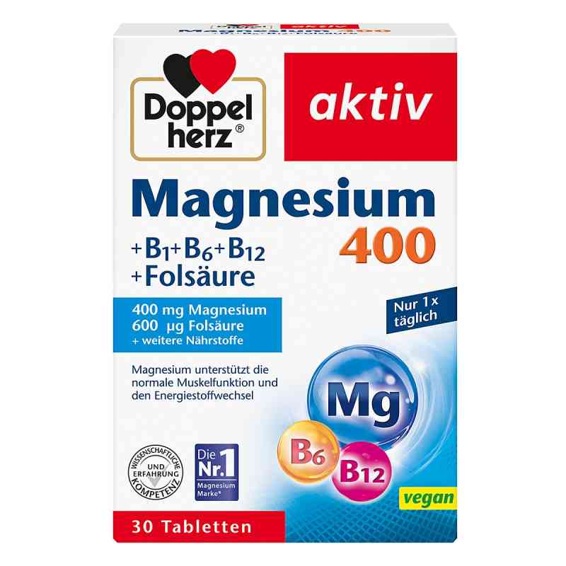 Doppelherz aktiv Magnesium 400 + B1 + B6 + B12 + Folsäure 30 stk von Queisser Pharma GmbH & Co. KG PZN 04494507
