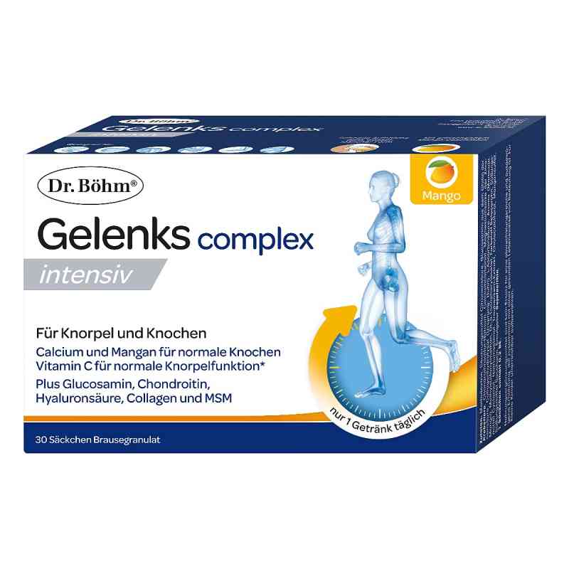 Dr. Böhm Gelenkscomplex intensiv Brausegranulat Mango Geschmack 30 stk von APOMEDICA PHARMAZEUTISCHE PRODUKTE GMBH PZN 08200611