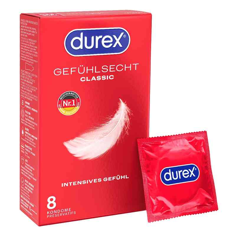 DUREX Gefühlsecht 8 hauchzarte Kondome für intensives Empfinden 8 stk von Reckitt Benckiser Deutschland GmbH PZN 10404856