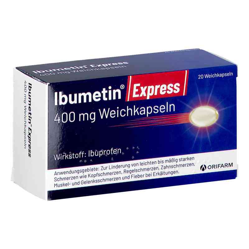 Ibumetin Express 400 mg Weichkapseln 20 stk von ORIFARM HEALTHCARE A/S PZN 08202530