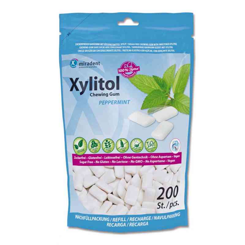 Miradent Xylitol Zahnpflegekaugummi Pfefferminz Refill 200 stk von Hager Pharma GmbH PZN 17456939