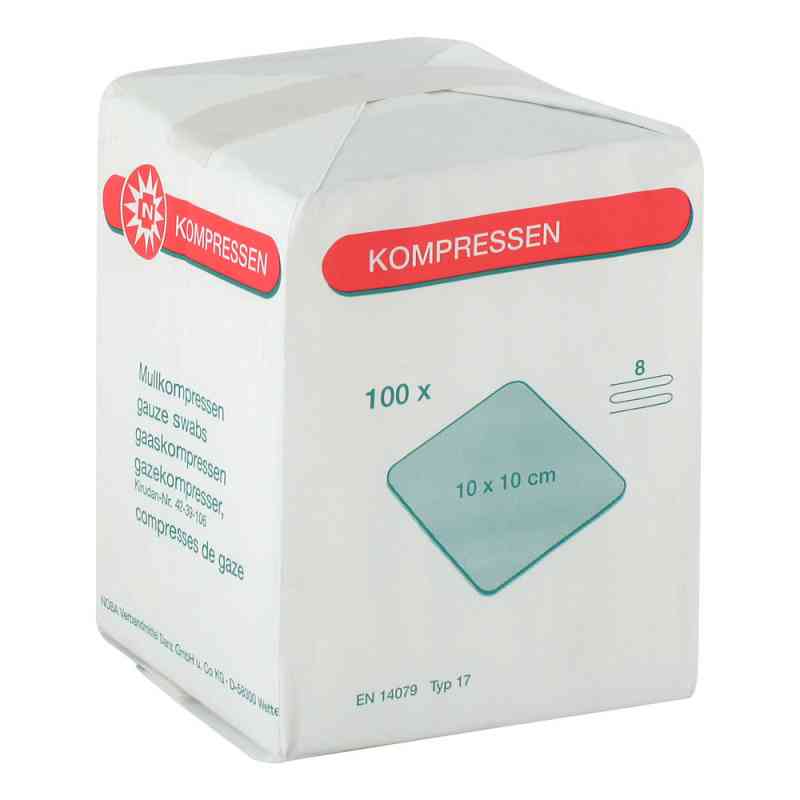 Mullkompressen 10x10cm 8-fach unsteril 100 stk von NOBAMED Paul Danz AG PZN 07099674