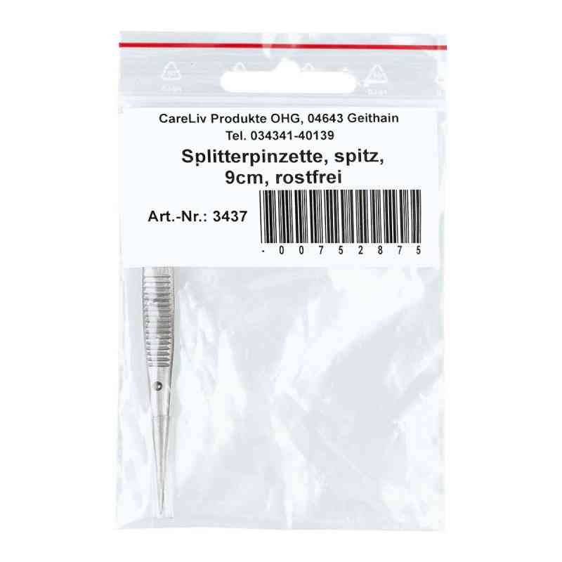 Pinzette Splitter spitz rostfrei 9 cm 1 stk von Careliv Produkte OHG PZN 00752875