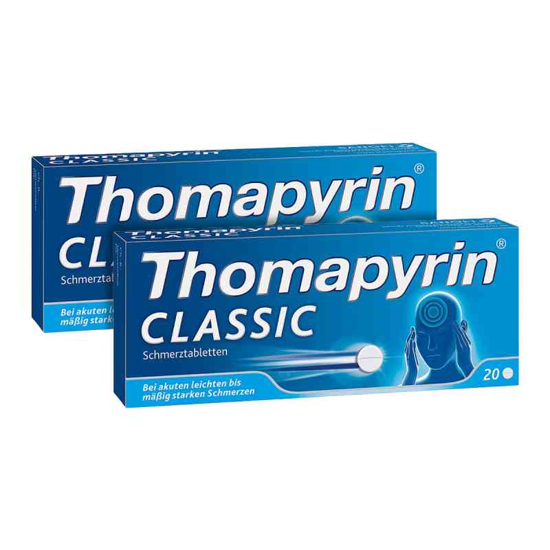 Thomapyrin CLASSIC Schmerztabletten bei Kopfschmerzen Doppelpack 2x20 stk von A. Nattermann & Cie GmbH PZN 08100969