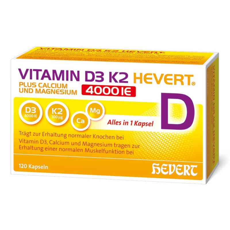 Vitamin D3 K2 Hevert + Calcium und Magnesium 4000 IE Kapseln 120 stk von Hevert-Arzneimittel GmbH & Co. KG PZN 19295713
