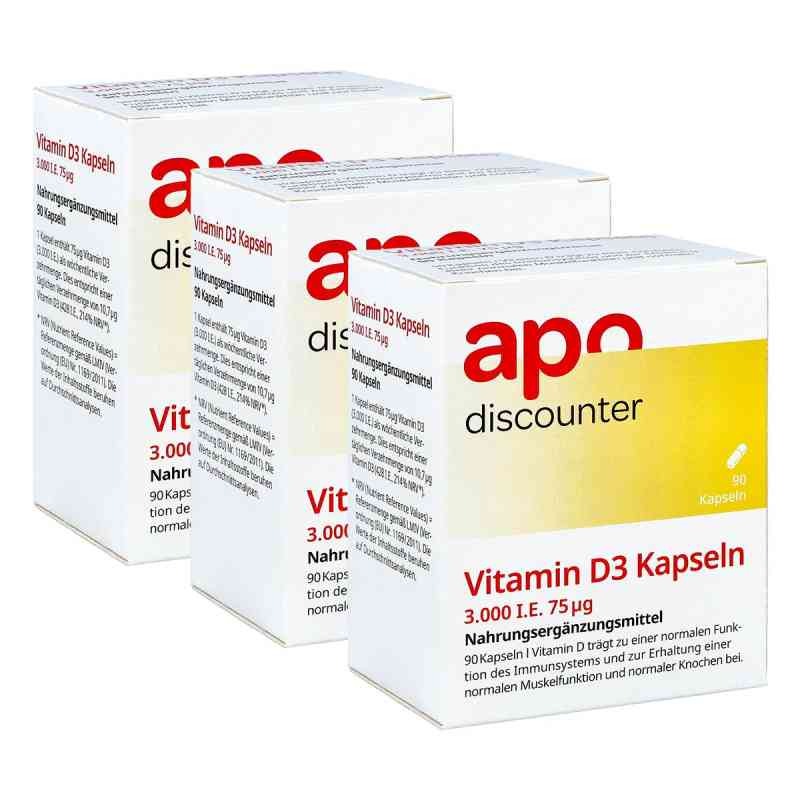 Vitamin D3 Kapseln 3.000 I.e. 75 µg von apodiscounter 3x90 stk von apo.com Group GmbH PZN 08102090