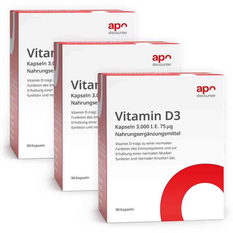 Vitamin D3 Kapseln 3.000 I.E. 75 µg von apodiscounter 3x90 stk von apo.com Group GmbH PZN 08102090