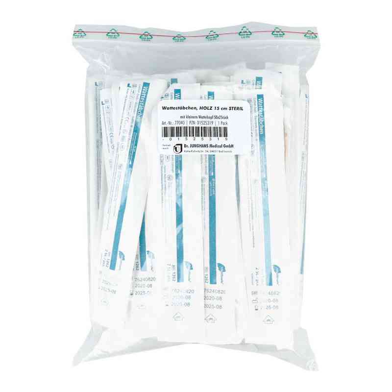 Wattestäbchen Holz 15 cm kleiner Kopf steril 50X2 stk von Dr. Junghans Medical GmbH PZN 01525319