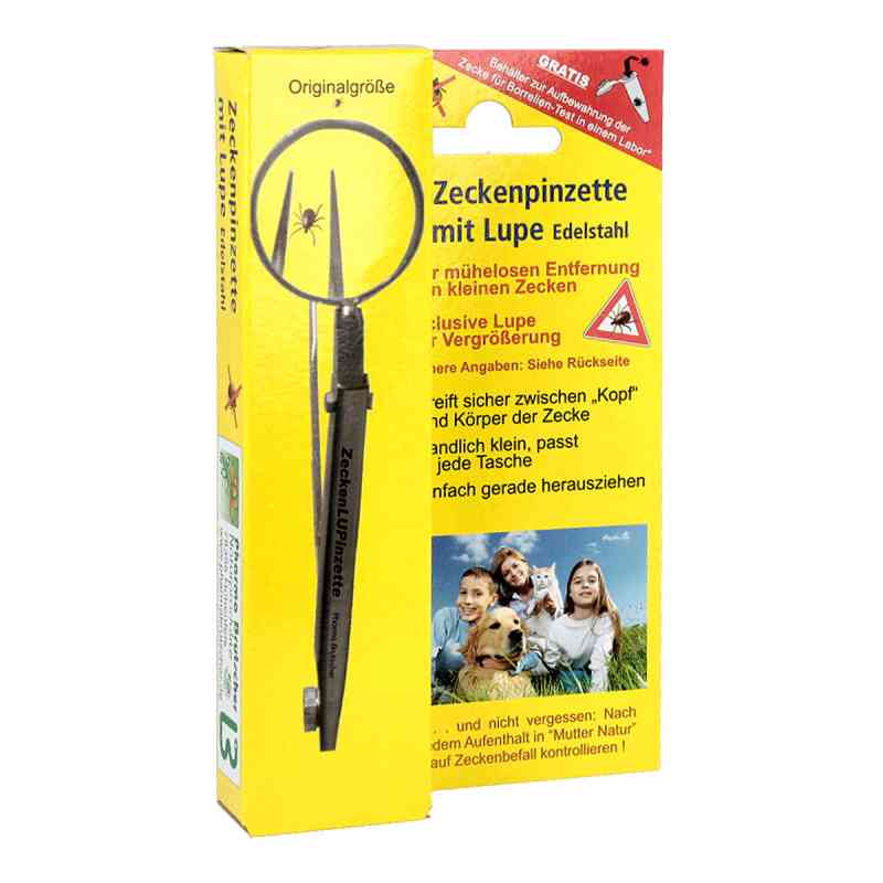 Zeckenpinzette Chirurgenstahl mit Lupe 1 stk von Pharma Brutscher PZN 01317319