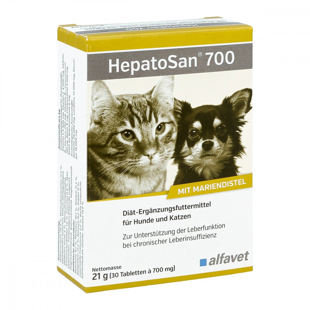 Hepatosan 700 Tab.ergänzungsfutterm.f.hund/katze 30 stk