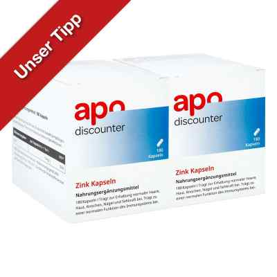 Zink Kapseln 15 mg von apo-discounter 2x180 stk von Apologistics GmbH PZN 08101944