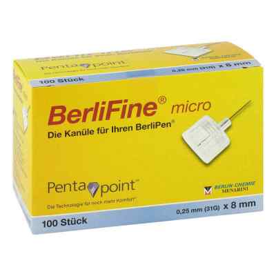 Berlifine micro Kanülen 0,25x8 mm 100 stk von BERLIN-CHEMIE AG PZN 11141577