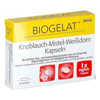 BIOGELAT Knoblauch-Mistel-Weißdorn Kapseln 30 stk von KWIZDA PHARMA GMBH    PZN 08200301
