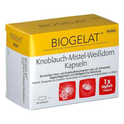 BIOGELAT Knoblauch-Mistel-Weißdorn Kapseln 90 stk von KWIZDA PHARMA GMBH    PZN 08200103