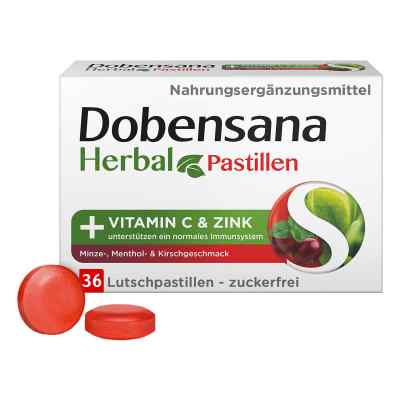 Dobensana Herbal Kirschgeschm.vit.c & Zink Pastil. 36 stk von Reckitt Benckiser Deutschland Gm PZN 17457838