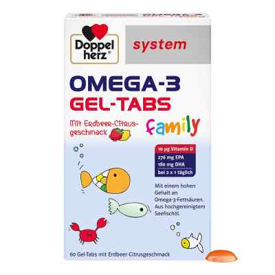 Doppelherz system Omega-3 family Erdbeer-Citrone Gel-Tabs 60 stk von Queisser Pharma GmbH & Co. KG PZN 18004412