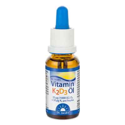 Dr. Jacob's Vitamin K2D3 Öl 1000 IE/50 mcg D3+K2 640 Tropfen 20 ml von Dr. Jacob's Medical GmbH PZN 17565574