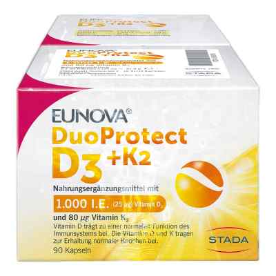 Eunova DuoProtect Vitamin D3+K2 1000IE/80UG 2X90 stk von STADA GmbH PZN 15436766