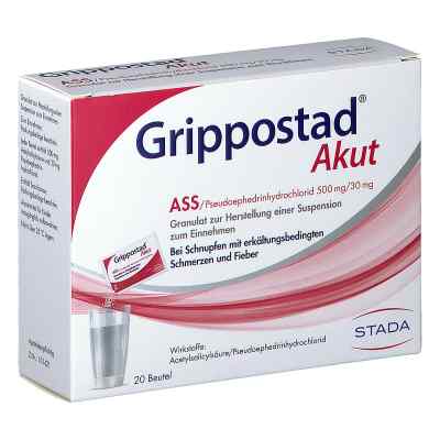 Grippostad Akut ASS/Pseudoephedrinhydrochlorid 500mg/30mg Granul 20 stk von STADA ARZNEIMITTEL GMBH          PZN 08200533
