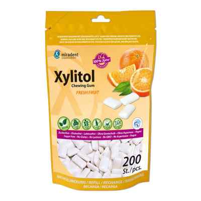Miradent Xylitol Zahnpflegekaugummi Fresh Fruit Refill 200 stk von Hager Pharma GmbH PZN 16239513