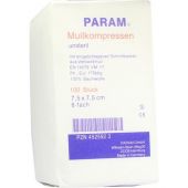 Mullkompressen 7,5x7,5 cm 8-fach unsteril 100 stk von Param GmbH PZN 04525923