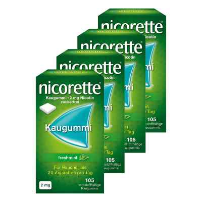 Nicorette Kaugummi 2 mg freshmint  4 x 105 stk von Johnson & Johnson GmbH (OTC) PZN 08101509