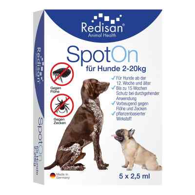 Redisan Spot On für Hunde-gegen Zecken und Flöhe 5X2.5 ml von Evolsin medical UG (haftungsbesc PZN 18094409