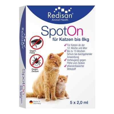 Redisan Spot On für Katzen-gegen Zecken und Flöhe 5X2 ml von Evolsin medical UG (haftungsbesc PZN 18120986