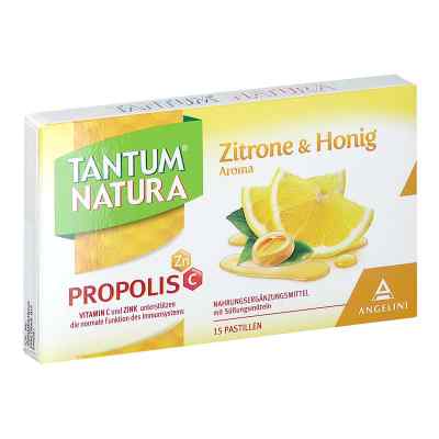 TANTUM NATURA PROPOLIS Zitrone & Honig Pastillen 15 stk von ANGELINI PHARMA OESTERREICH GMBH PZN 08200999