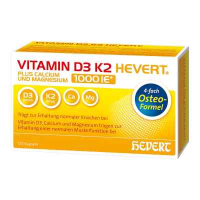 Vitamin D3 K2 Hevert plus Calcium und Magnesium 1000 I.E./2 Kaps 120 stk von Hevert-Arzneimittel GmbH & Co. K PZN 17206734